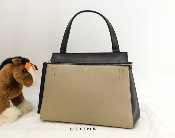 Celine edge semi-shoulder bag leather black ash handbag good condition @F-CE-0143