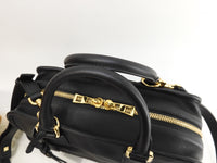 ロエベ アマソナ28 ストラップ付 レザー黒 ハンドバッグ ゴールド金具@011846