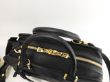 ロエベ アマソナ28 ストラップ付 レザー黒 ハンドバッグ ゴールド金具@011846