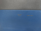 セリーヌ カバスモール レザー 灰青 ポシェット トートバッグ ハンドバッグ@U-CU-1107