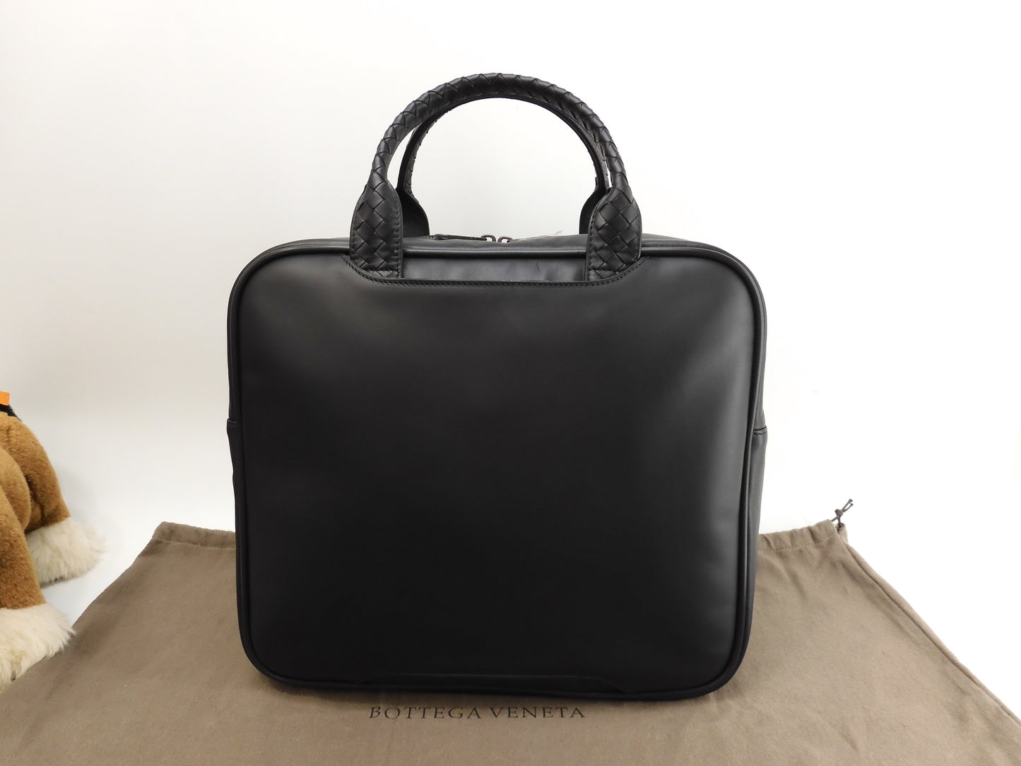 Bottega Veneta Briefcase Intrecciato Leather Black Travel Bag New @B08476164J