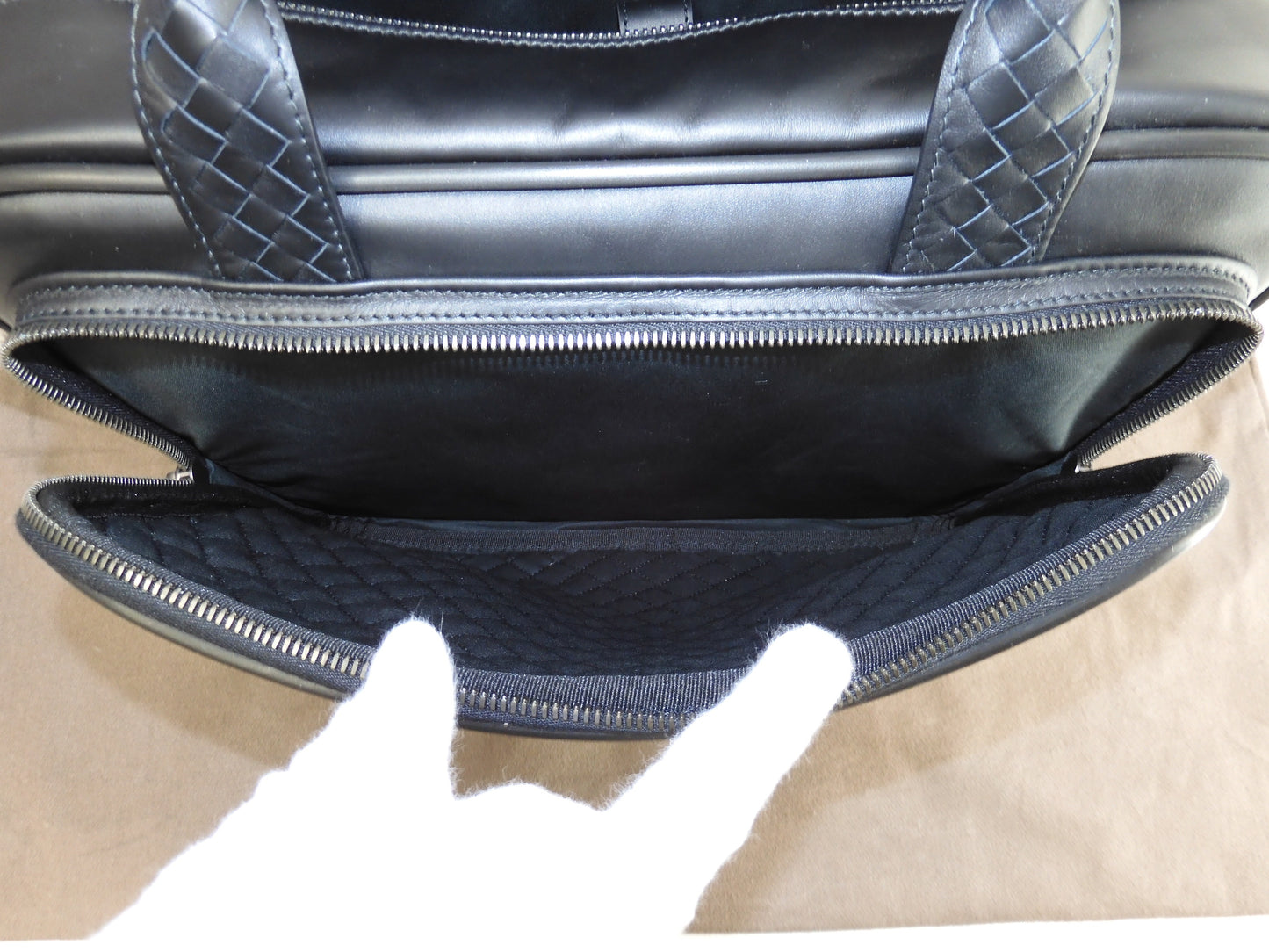 Bottega Veneta Briefcase Intrecciato Leather Black Travel Bag New @B08476164J