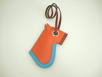 Hermes bag charm camaille orange blue bordeaux key ring unused @A 2