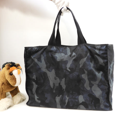 Prada Tote Bag Saffiano/Nylon Gray Green Camouflage Men's Handbag @7/A
