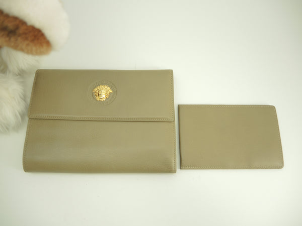 Versace 3-fold wallet Medusa leather ash medium wallet rare @ 3