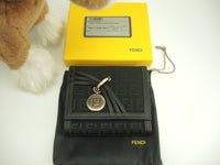Fendi compact wallet FF motif cotton/leather black 3-fold wallet unused @ 9