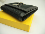 Fendi compact wallet FF motif cotton/leather black 3-fold wallet unused @ 9